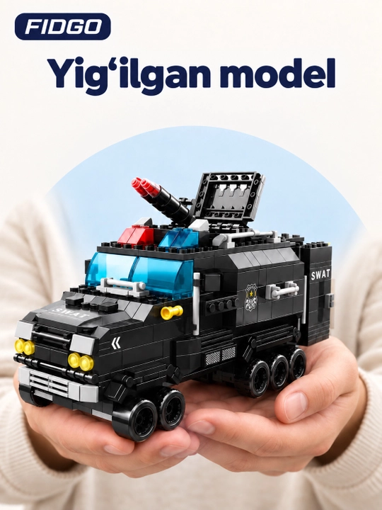FIDGO blokli konstruktor, texnika, qal’a va hayvonlar, turli modellar