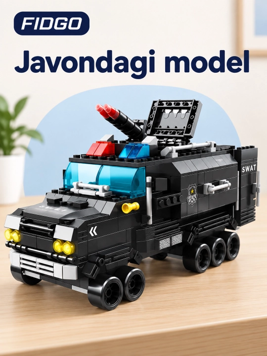 FIDGO blokli konstruktor, texnika, qal’a va hayvonlar, turli modellar