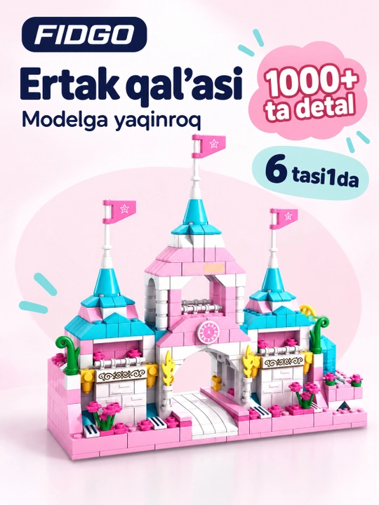 FIDGO blokli konstruktor, texnika, qal’a va hayvonlar, turli modellar