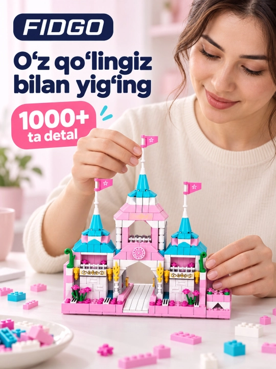 FIDGO blokli konstruktor, texnika, qal’a va hayvonlar, turli modellar
