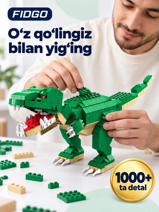 FIDGO blokli konstruktor, texnika, qal’a va hayvonlar, turli modellar