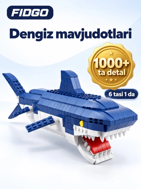 FIDGO blokli konstruktor, texnika, qal’a va hayvonlar, turli modellar - 