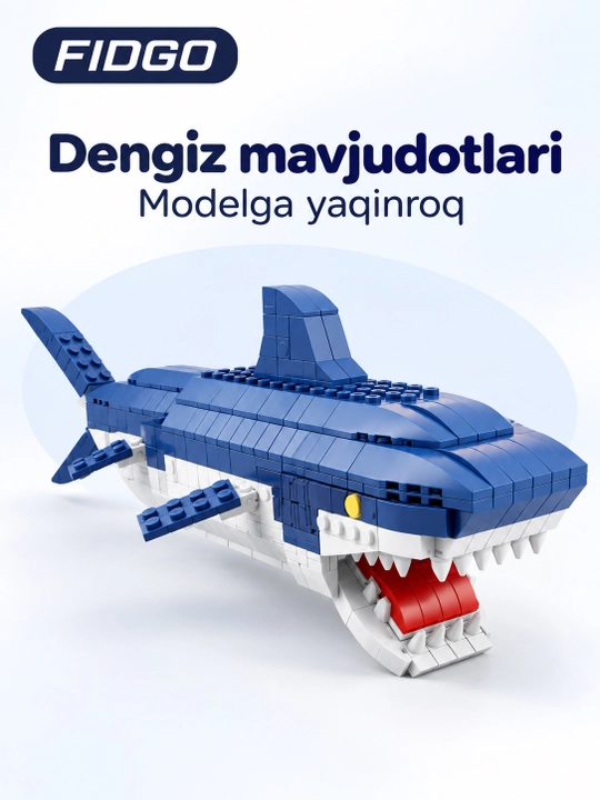 FIDGO blokli konstruktor, texnika, qal’a va hayvonlar, turli modellar