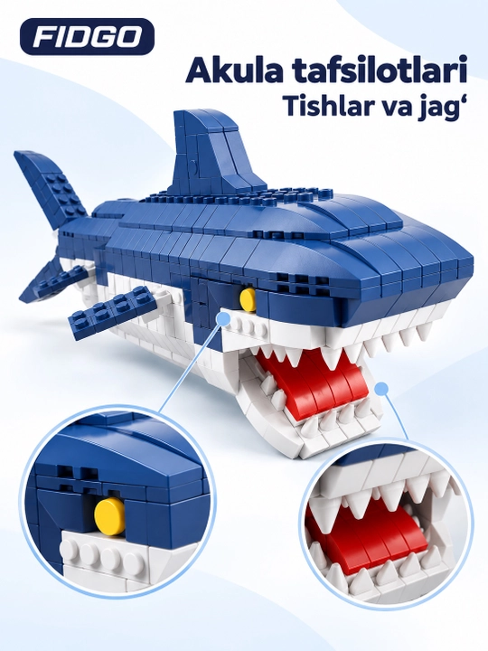 FIDGO blokli konstruktor, texnika, qal’a va hayvonlar, turli modellar