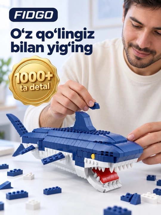 FIDGO blokli konstruktor, texnika, qal’a va hayvonlar, turli modellar