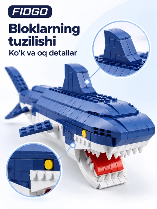 FIDGO blokli konstruktor, texnika, qal’a va hayvonlar, turli modellar