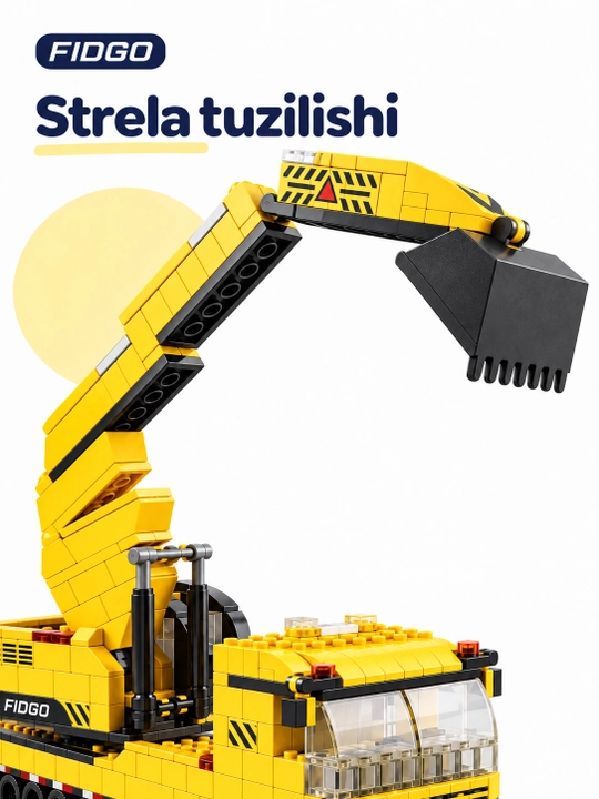 FIDGO blokli konstruktor, texnika, qal’a va hayvonlar, turli modellar
