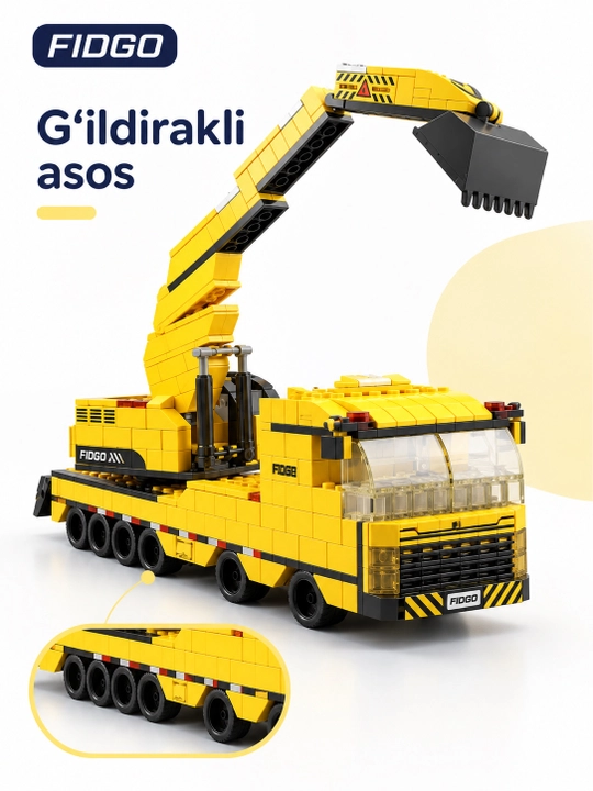 FIDGO blokli konstruktor, texnika, qal’a va hayvonlar, turli modellar