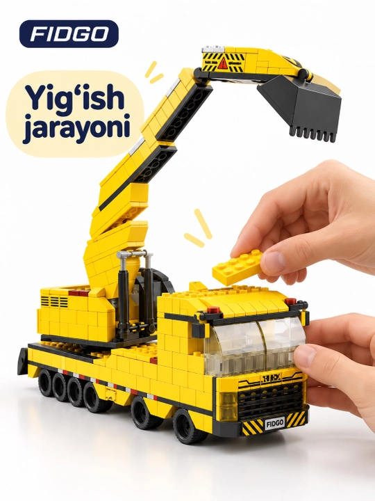 FIDGO blokli konstruktor, texnika, qal’a va hayvonlar, turli modellar