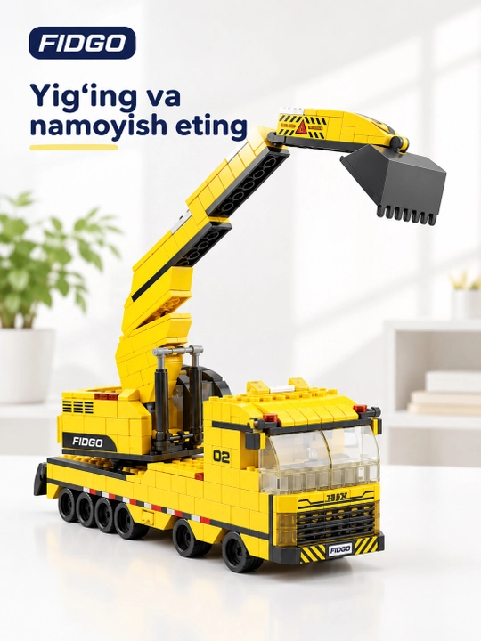 FIDGO blokli konstruktor, texnika, qal’a va hayvonlar, turli modellar