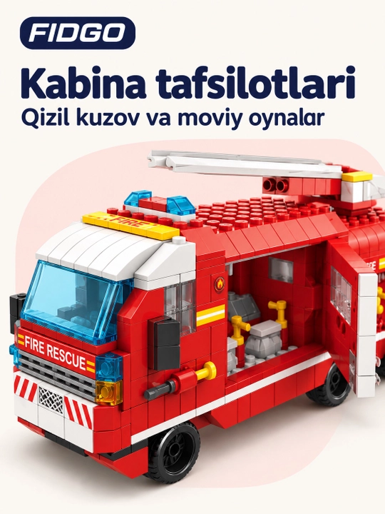 FIDGO blokli konstruktor, texnika, qal’a va hayvonlar, turli modellar