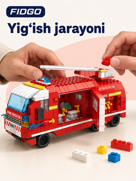 FIDGO blokli konstruktor, texnika, qal’a va hayvonlar, turli modellar