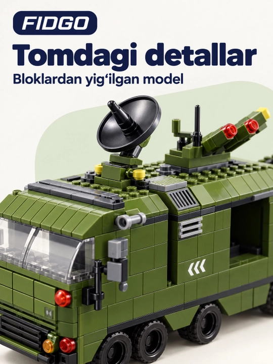 FIDGO blokli konstruktor, texnika, qal’a va hayvonlar, turli modellar