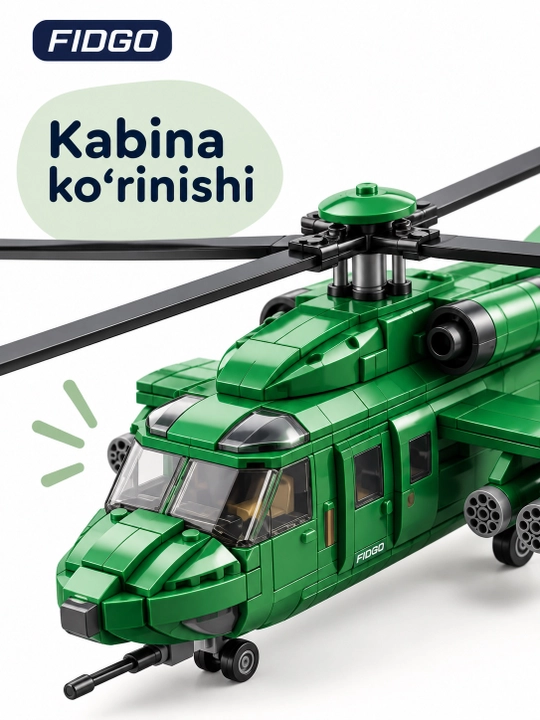 FIDGO blokli konstruktor, texnika, qal’a va hayvonlar, turli modellar