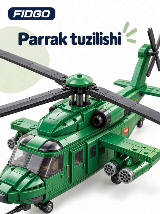 FIDGO blokli konstruktor, texnika, qal’a va hayvonlar, turli modellar