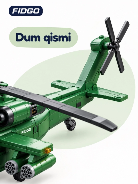 FIDGO blokli konstruktor, texnika, qal’a va hayvonlar, turli modellar