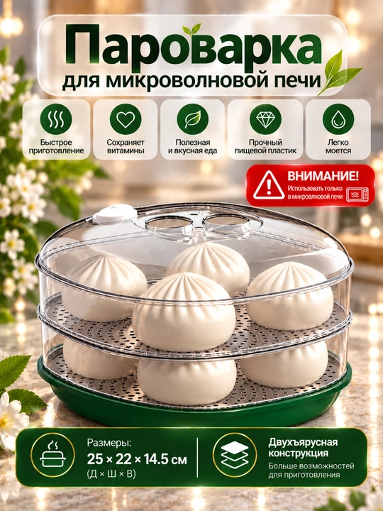 Пароварка для микроволновой печи, контейнер для приготовления еды на пару - 