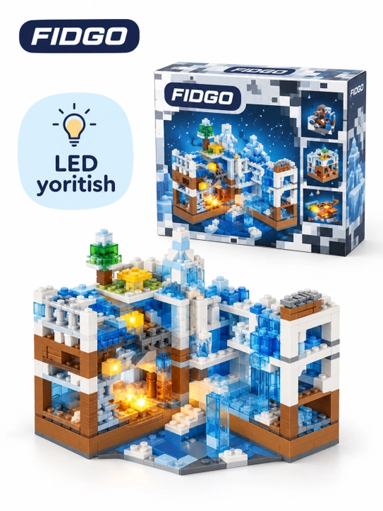 FIDGO qal'a konstruktori, LED yoritishli blokli to'plam