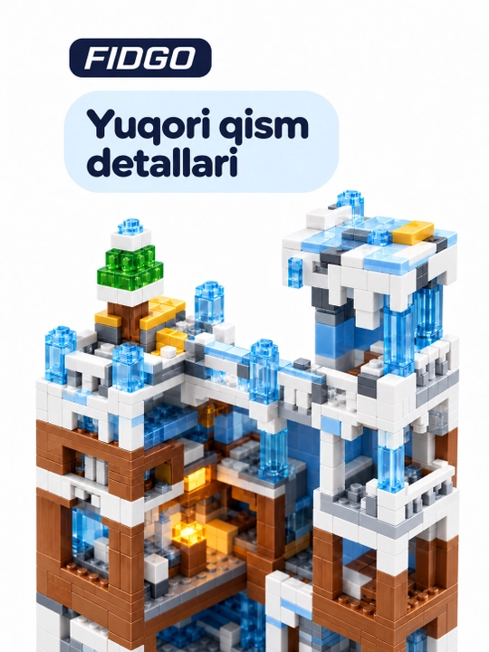 FIDGO qal'a konstruktori, LED yoritishli blokli to'plam