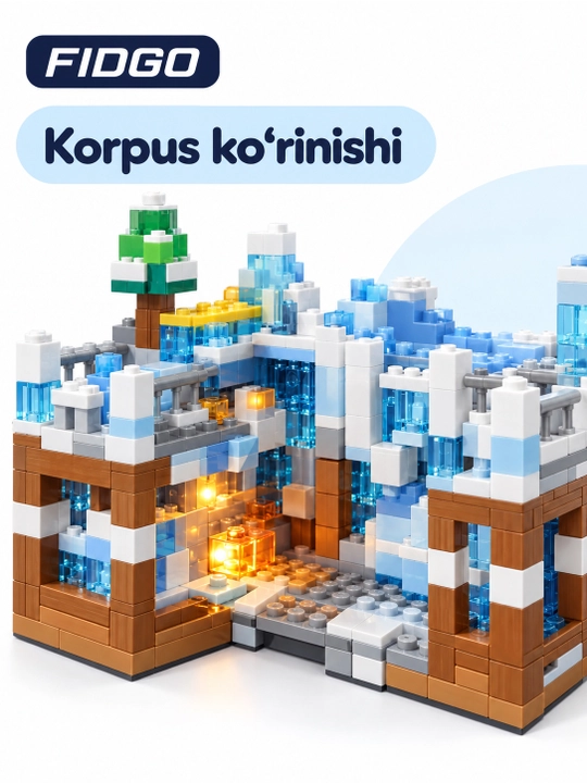 FIDGO qal'a konstruktori, LED yoritishli blokli to'plam