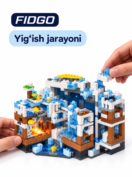FIDGO qal'a konstruktori, LED yoritishli blokli to'plam