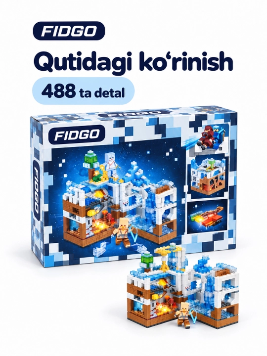 FIDGO qal'a konstruktori, LED yoritishli blokli to'plam