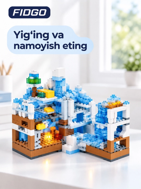 FIDGO qal'a konstruktori, LED yoritishli blokli to'plam