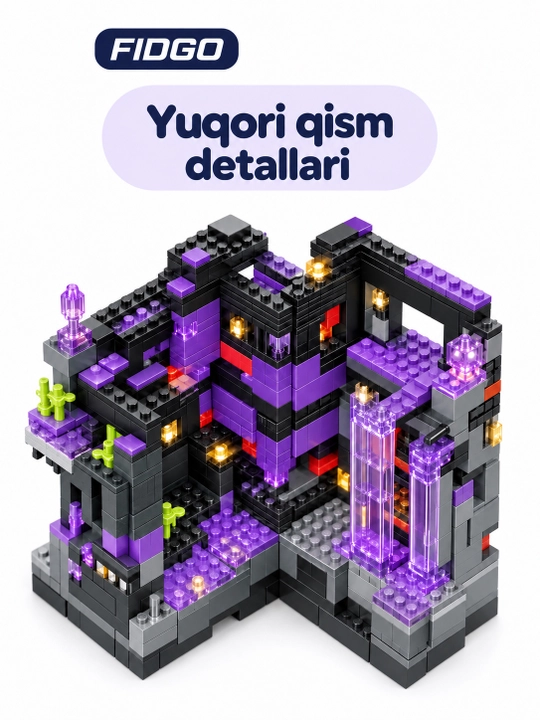 FIDGO qal'a konstruktori, LED yoritishli blokli to'plam