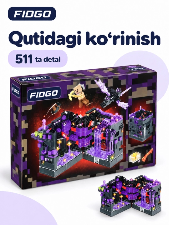 FIDGO qal'a konstruktori, LED yoritishli blokli to'plam