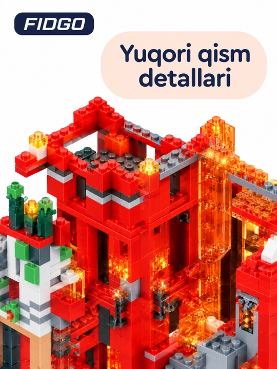FIDGO qal'a konstruktori, LED yoritishli blokli to'plam