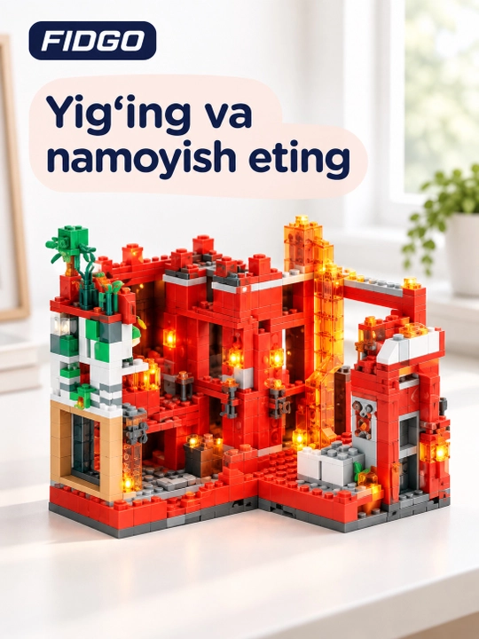 FIDGO qal'a konstruktori, LED yoritishli blokli to'plam