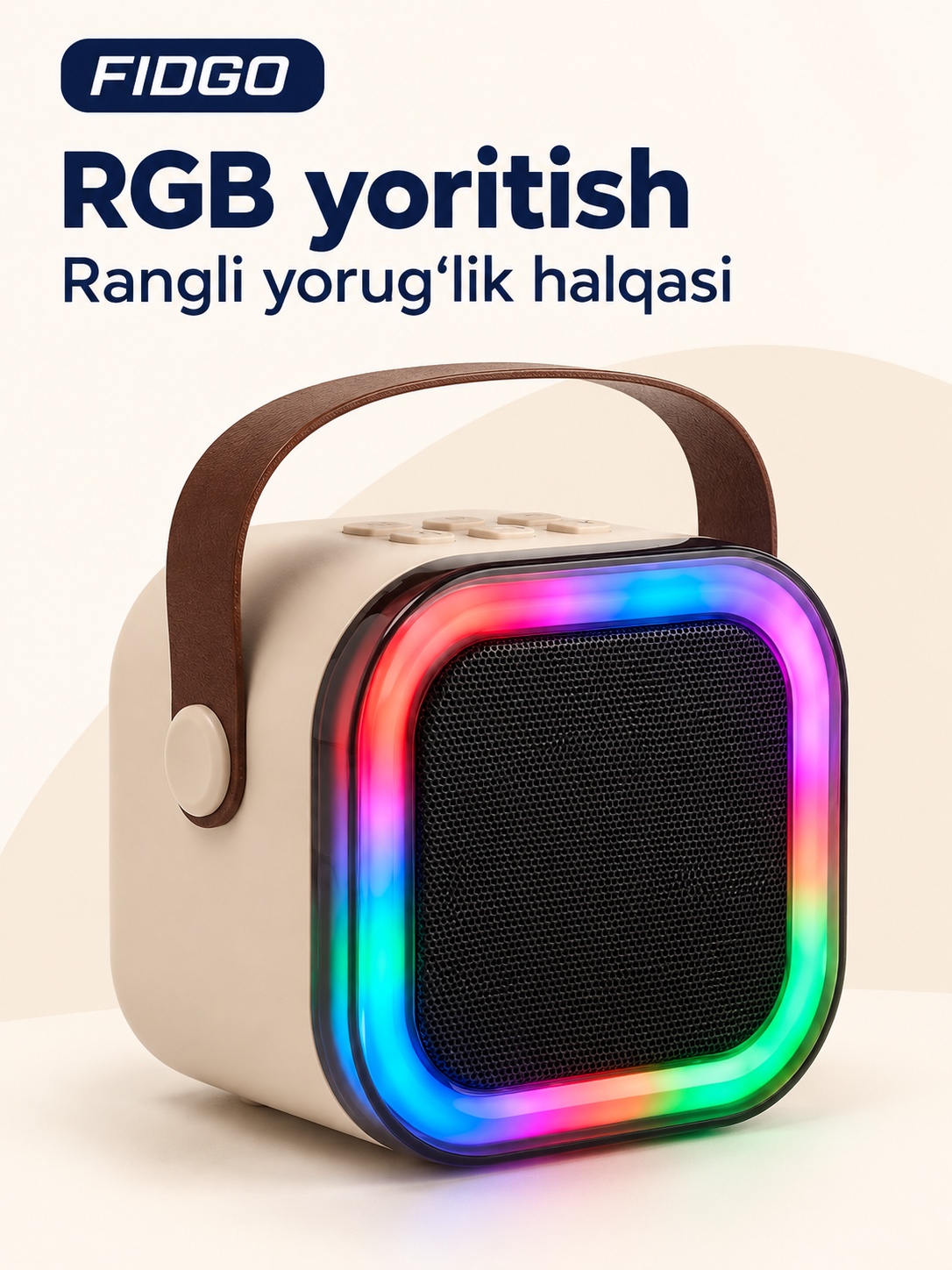 FIDGO Bluetooth karaoke kolonkasi, 2 ta mikrofon va RGB yoritish
