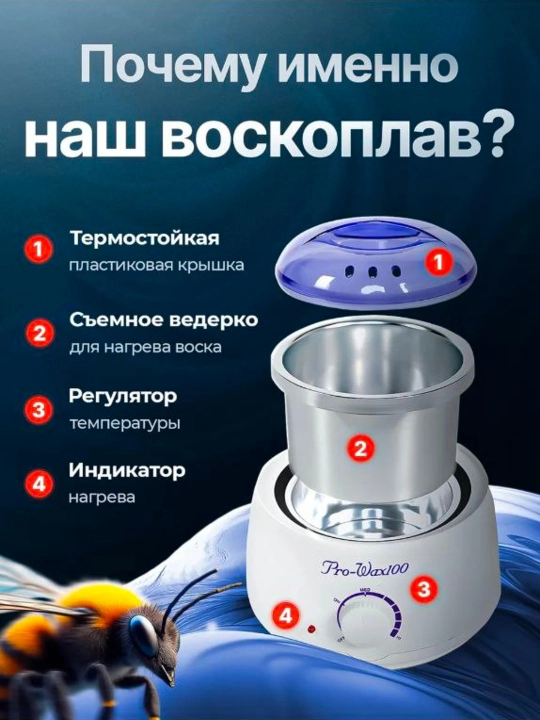 Депиляционный набор Pro Wax: депиляционный воск 100 гр, палочка 6 шт