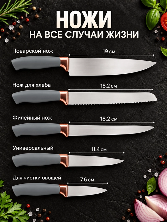 Кухонные принадлежности, набор 12, 17, 19 предметов, силиконовые лопатки, половники и ножи