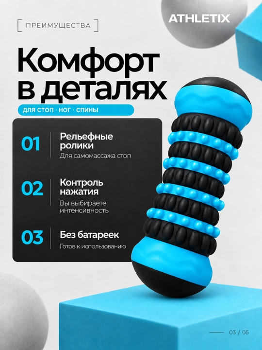Роликовый массажер для ног, стоп, тела и спины, массажер валик