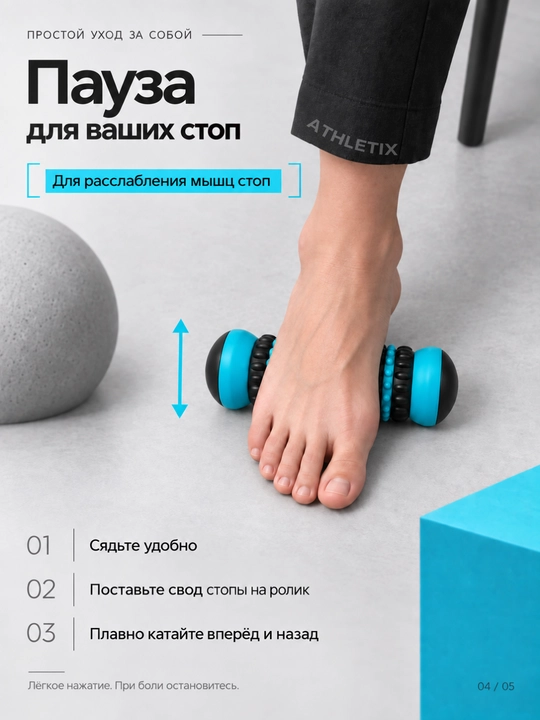 Роликовый массажер для ног, стоп, тела и спины, массажер валик