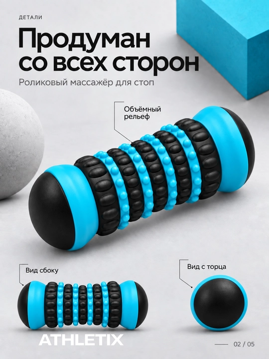 Роликовый массажер для ног, стоп, тела и спины, массажер валик