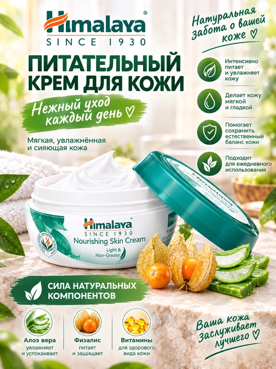 Himalaya Nourishing Skin Cream – легкий питательный крем для ежедневного ухода за кожей - 