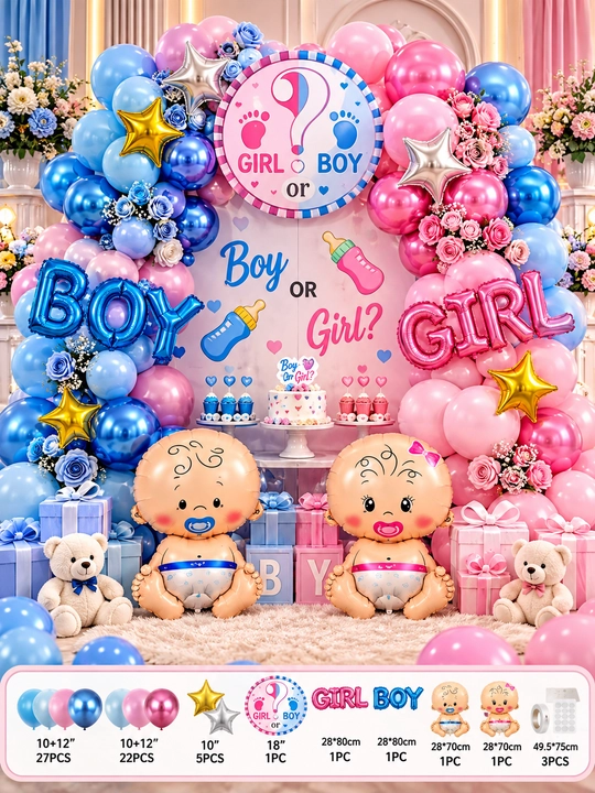 Воздушные шары из фольги BABY BOY и BABY GIRL для гендерной вечеринки и выписки из роддома