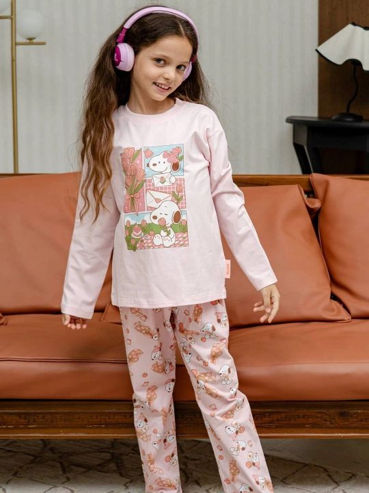 Пижама для девочки, комплект детской домашней одежды, 3–9 лет