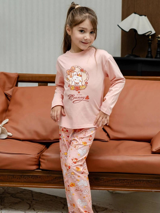 Пижама для девочки, комплект детской домашней одежды, 3–9 лет