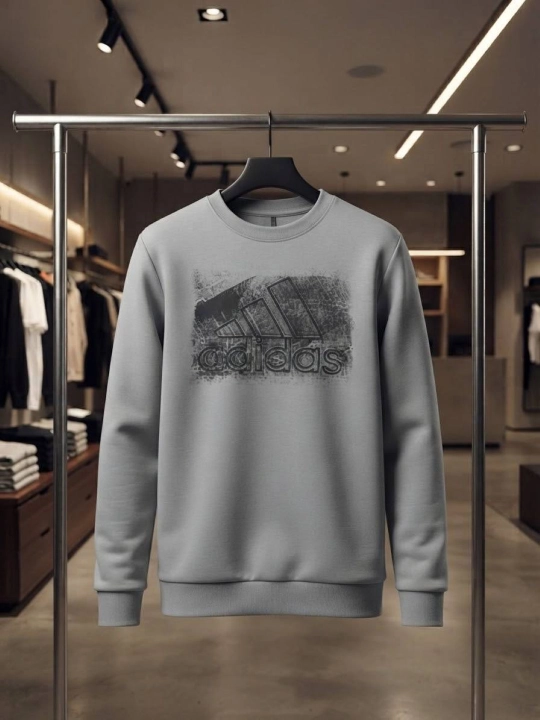 Свитшот мужской Adidas, спортивный хлопковый джемпер с логотипом - 
