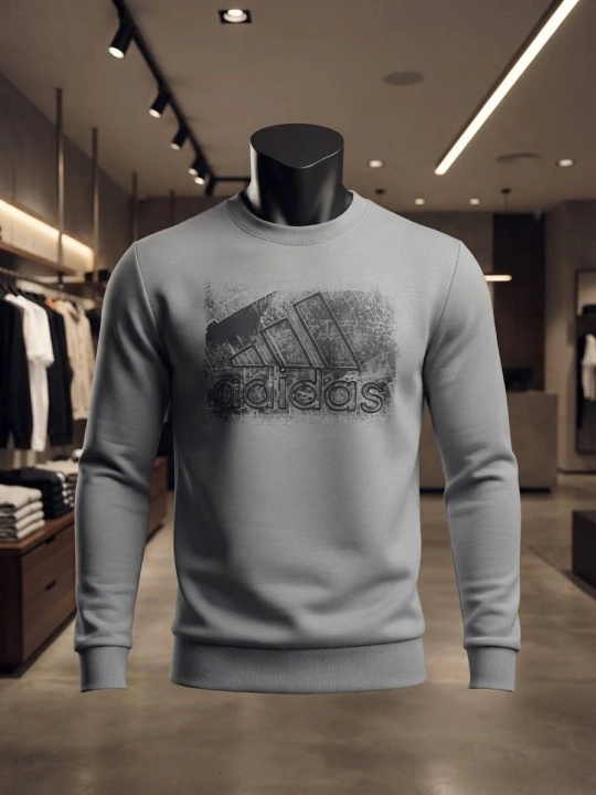 Свитшот мужской Adidas, спортивный хлопковый джемпер с логотипом