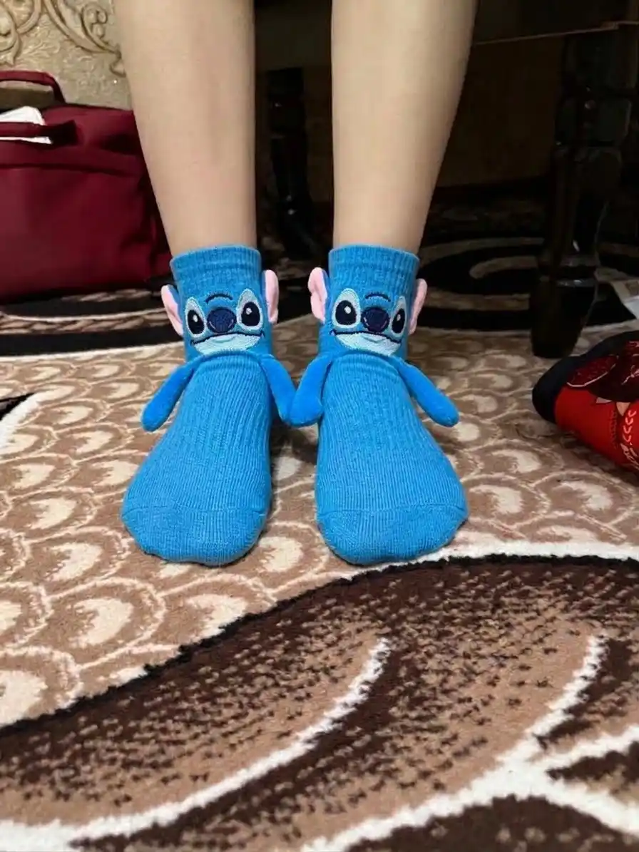 Магнитные парные носки с дизайном Stitch, для женщин и мужчин  36-42