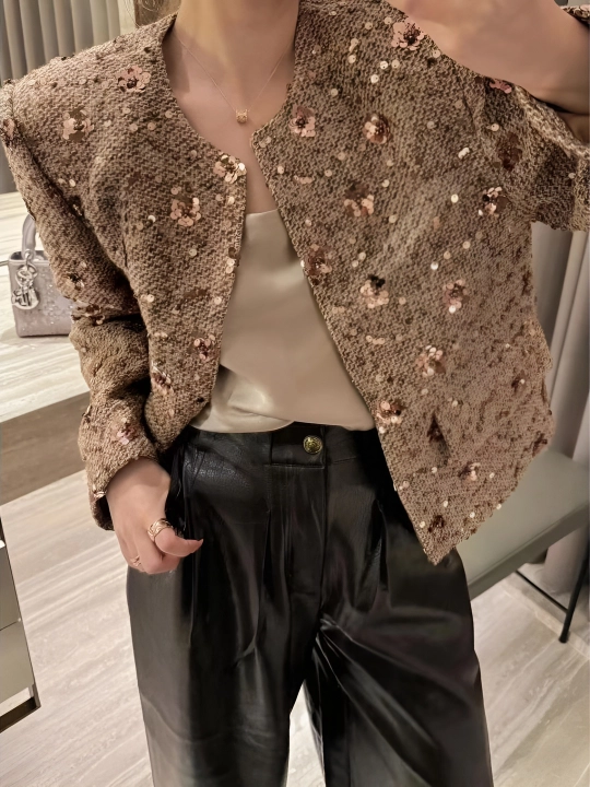 Ayollar uchun zamonaviy jaket, qisqa klassik pidjak, naqshli ayollar ustki kiyimi