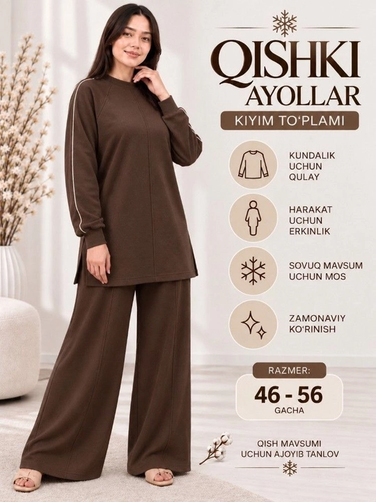 Ayollar kiyimi to‘plami, ayollar dvoykalari, qishgi kiyimlar, 48-56 razmer - 