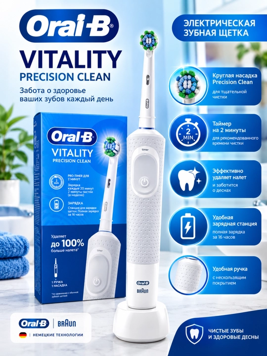 Oral-B Vitality D100 Precision Clean — elektr tish cho‘tkasi - 