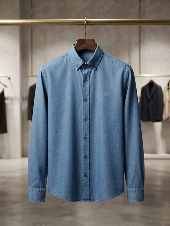 Джинсовая рубашка мужская, Slim Fit, с длинным рукавом, Mc DaVinci