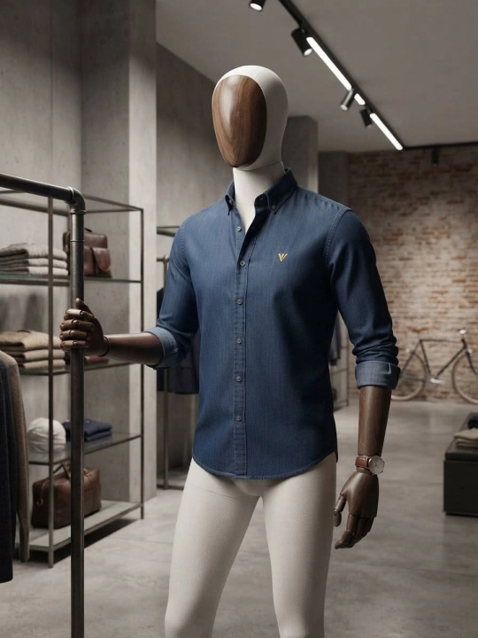 Джинсовая рубашка мужская, Slim Fit, с длинным рукавом, Mc DaVinci
