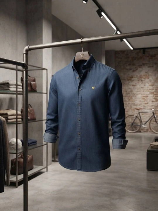 Джинсовая рубашка мужская, Slim Fit, с длинным рукавом, Mc DaVinci